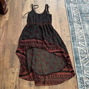 Bohemian Black and Red High/Low Dress